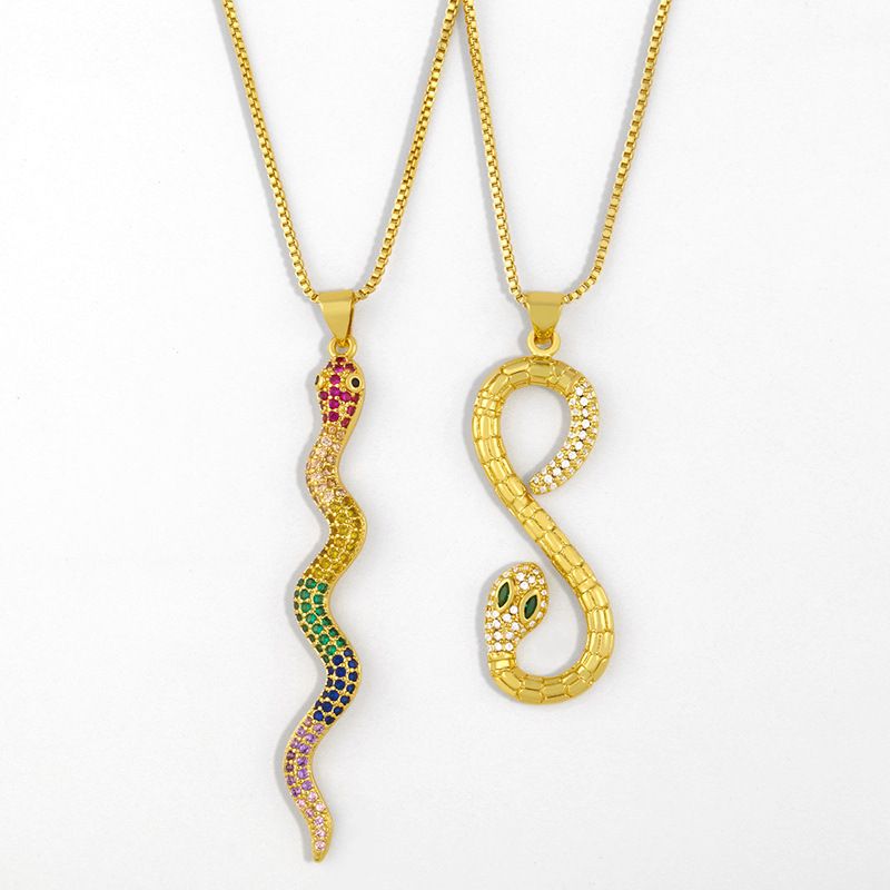 Mode Einfache Retro Einschichtige Diamant Serpentin Kupfer Anhänger Halskette