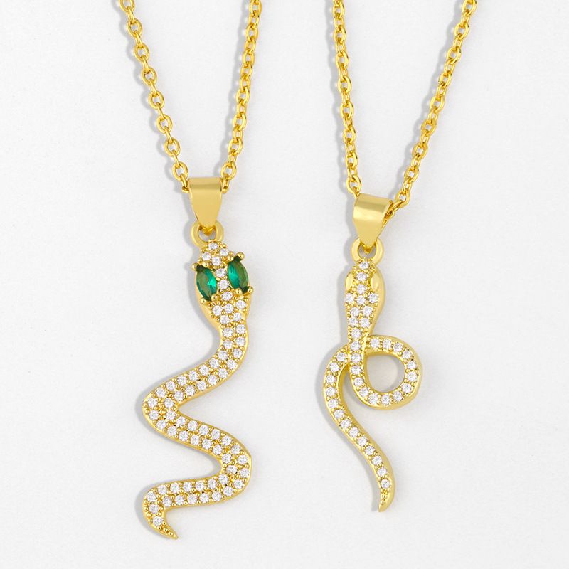 Fashion Snake Pendant Simple Diamond Niche Clavicle Copper Necklace For Women
