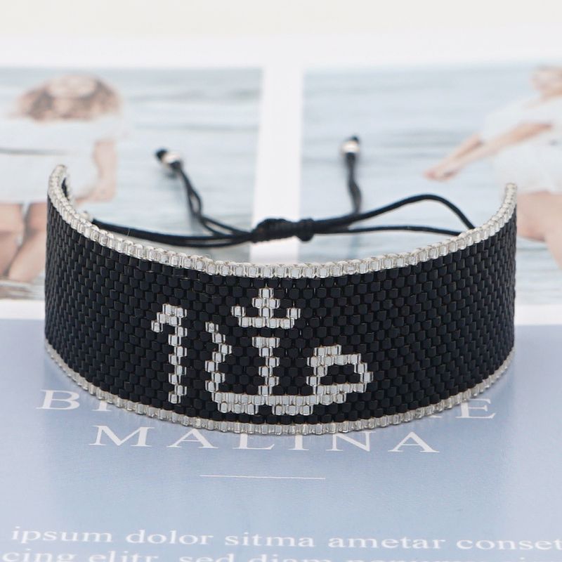 Pulsera De Cuentas De Patrón Tejido A Mano Con Cuentas De Arroz De Estilo Étnico Exótico De Moda Para Mujer