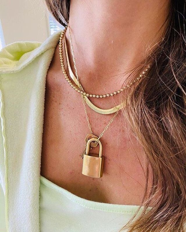 Popular Fashion Lock Key Pendant Combination Women's Necklace Wholesale
