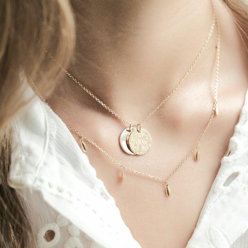 Fashion Street Style Trend Disc Alloy Pendant Necklace For Women