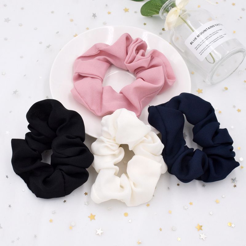Korea Simple Solid Color Fabric Chiffon Hair Ring Ponytail Solid Color Hair Ring Wholesale