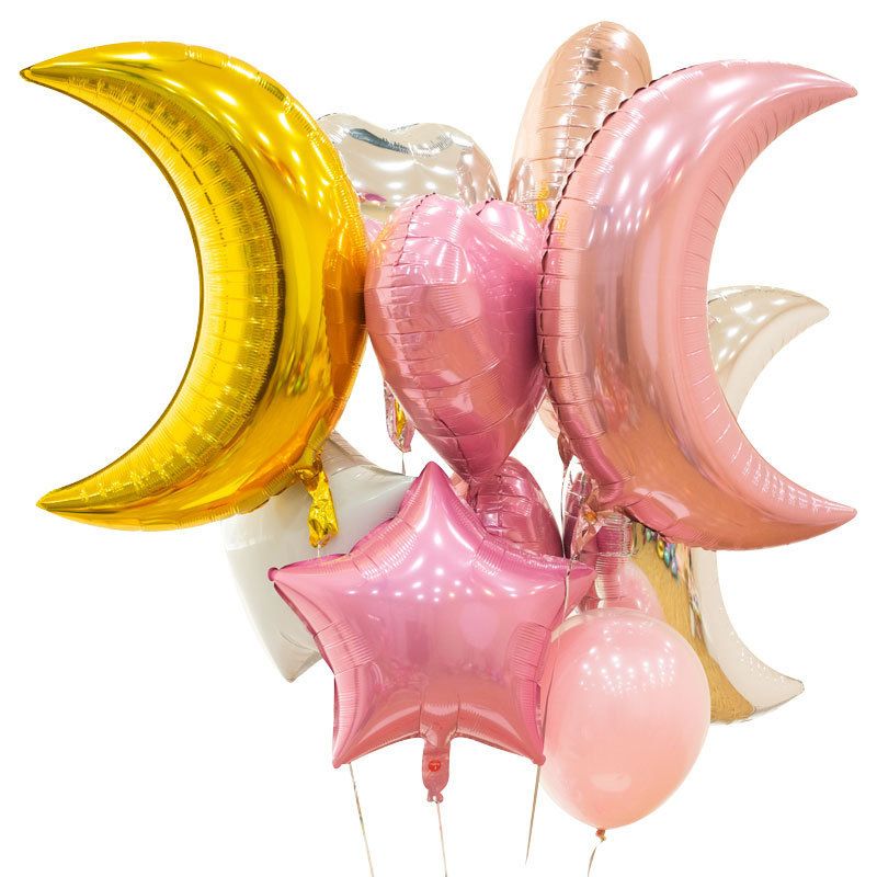 Fête D&#39;anniversaire Décoration Mise En Page Grande Lune Feuille D&#39;aluminium Ballon Fête Ballon En Aluminium Film En Gros