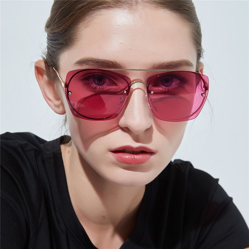 Metal Frameless Sunglasses Fashion Four-frame Large-frame Color Sunglasses Wholesale