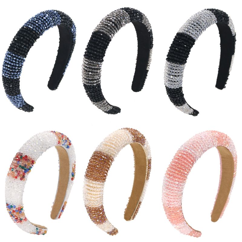 Hot Selling Glass Beads Mix And Match Color Hair Band Crystal Clear Hand-sewn  Hair Band