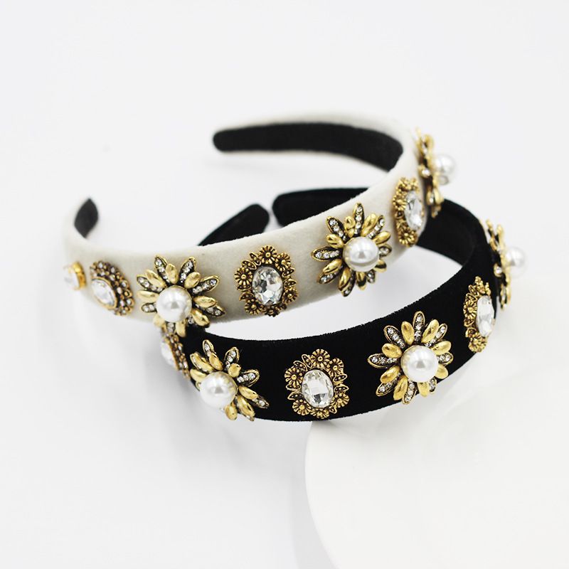 Baroque Flannel Fashion Metal Flower  Personality Headband