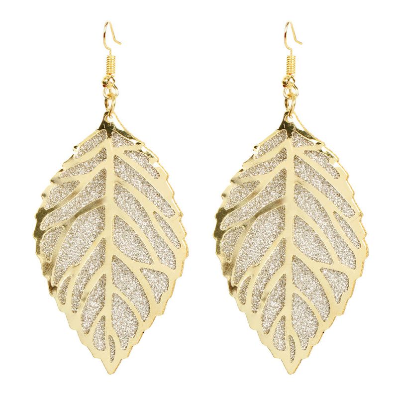 Fashion Hollow Frosted Geometric Leaf Retro Style Earrings Wholesale Nihaojewely