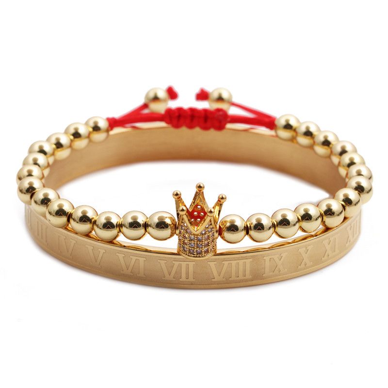 Roman Alphabet Stainless Steel Bracelet Crown Weaving Adjustable Bracelet Set Wholesale Nihaojewelry