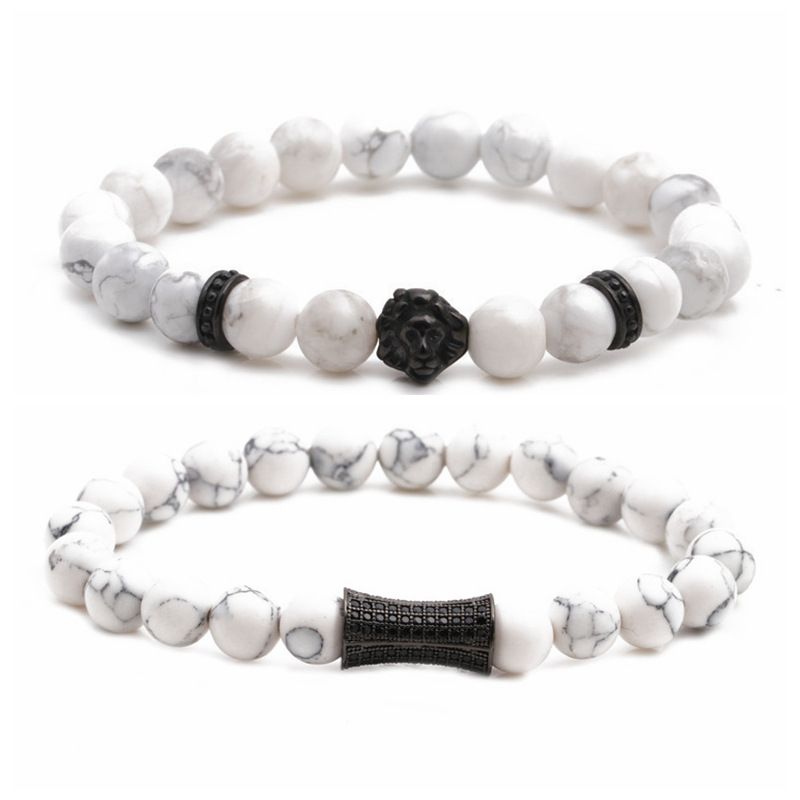 Europäischer Und Amerikanischer Neuer Schmuck Bracelet Weiß Türkis Ter Löwenkopf Kleine Taille Perlen Armband Set Diy