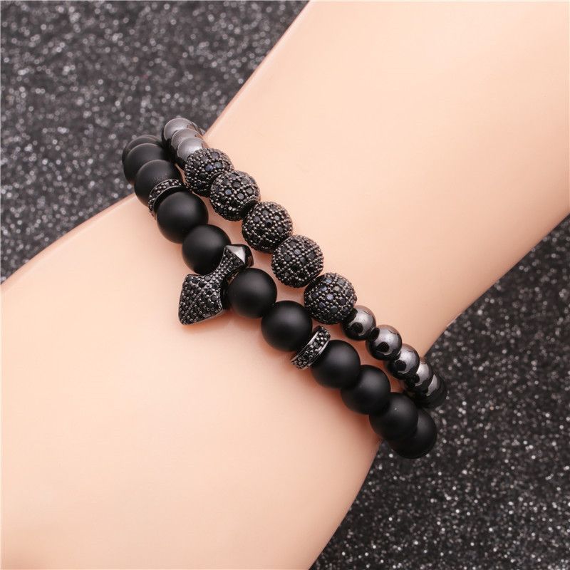Trend New Product Frosted Stone Diamond Ball Beaded Bracelet Set Wholesale Nihaojewelry