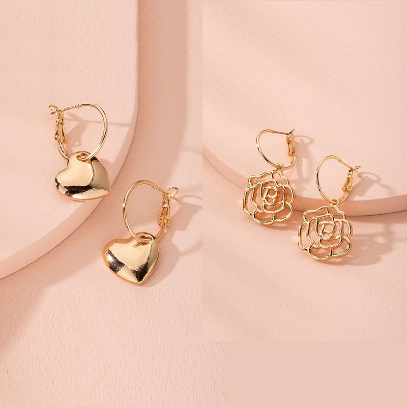 Boucles D'oreilles D'amour De Fleur De Mode Coréenne Nouvelles Boucles D'oreilles Populaires De Style Simple En Gros Nihaojewelry