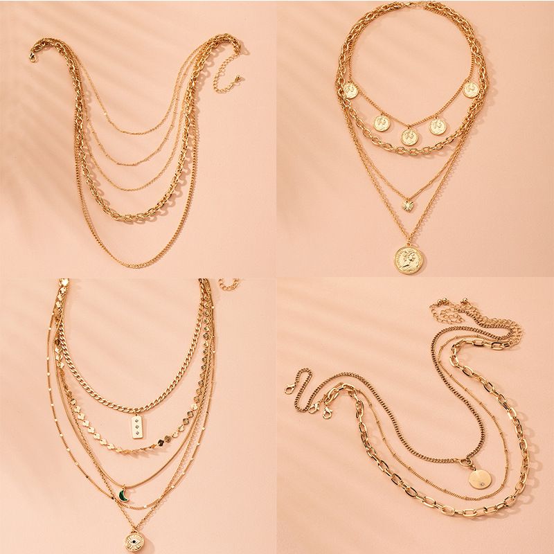 New Exaggerated Fashion Multi-layer Lock Heart Beauty Necklace Wholesale Nihaojewelry