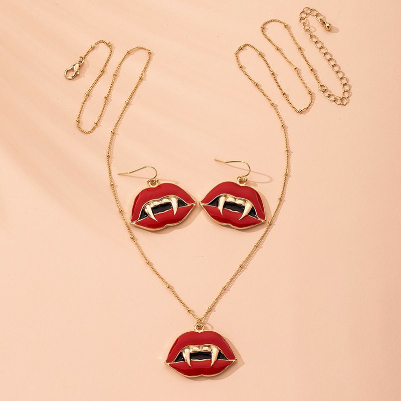 Fashion Dripping Oil Redslip With Sharp Teeth Necklace Wholesale Nihaojewelry