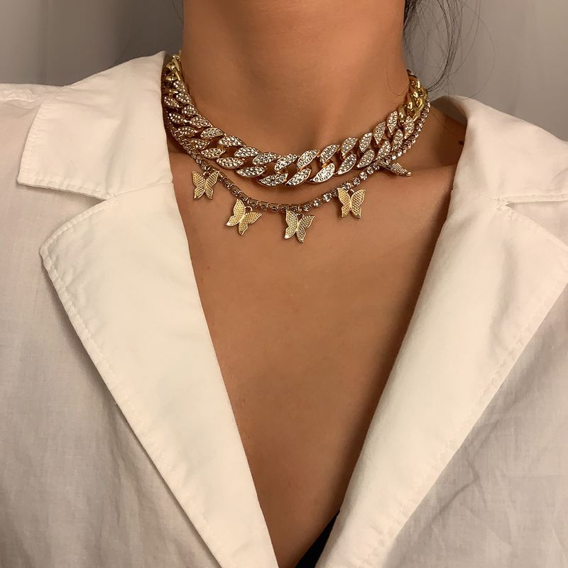 Vintage Multi-layer Diamond Butterfly  Women's Necklace