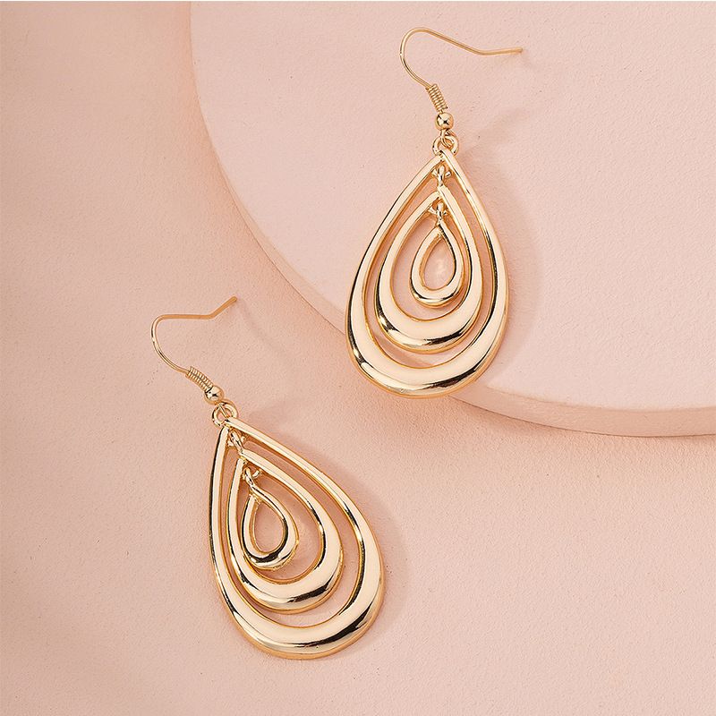New Geometric Retro Exaggerated Three-layer Metal Earrings For Women