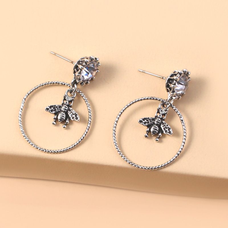 Tendance De La Mode Grand Cercle Gland Simples Boucles D&#39;oreilles En Alliage D&#39;abeille Creuse Sauvage