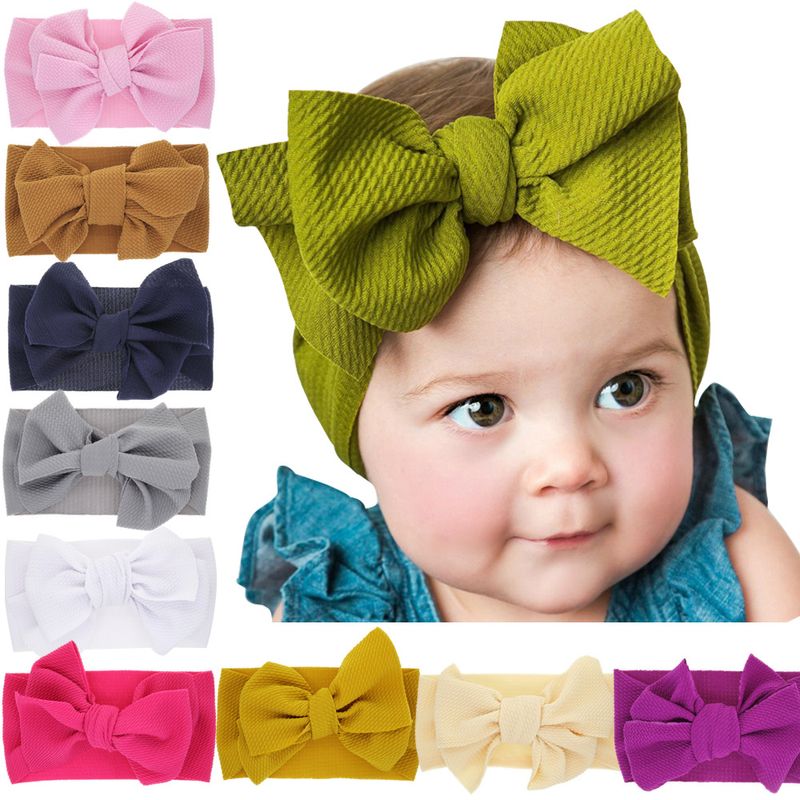 Children's Elastic Newborn Solid Color Bow Headband Baby Rabbit Ears Widened Headband
