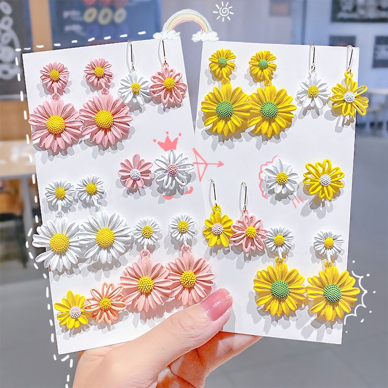 Korea's Hot Models Daisy Girl Simple Earrings Flower Earrings Wholesale Nihaojewelry