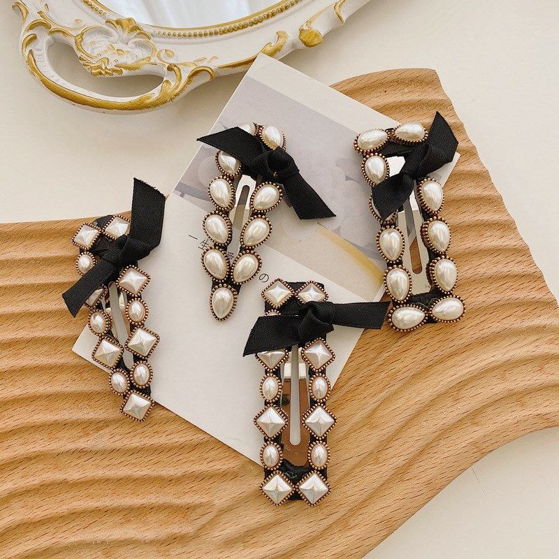 Pearl Bow Knot Korean Fashion Alloy Hair Clip Back Head Hairpin Women's Side Clip Wholesale