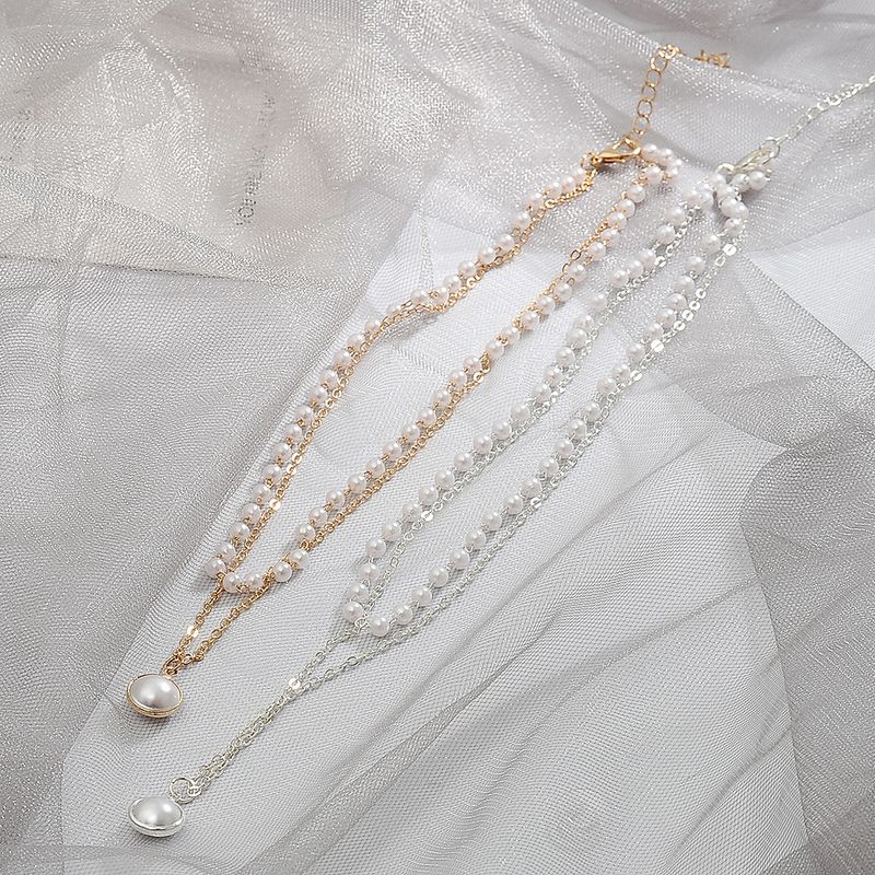 Ins Net Red Wind Einfache Zwei Schicht Ige Perlenkette Koreanische Temperament Kurze Schlüsselbein Kette Weibliche Trend Ige Choker-halskette