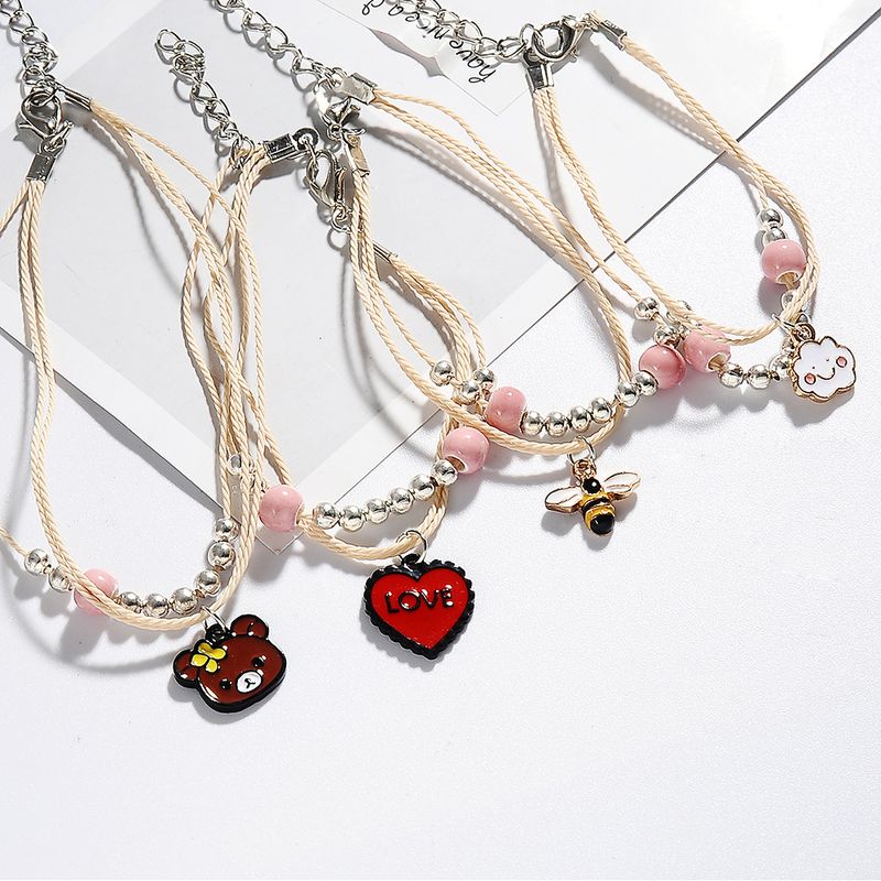 New Cartoon Cute Multi-layer Animal Student Hand Ornaments Simple Bracelet For Couple Hand Rope Wholesale