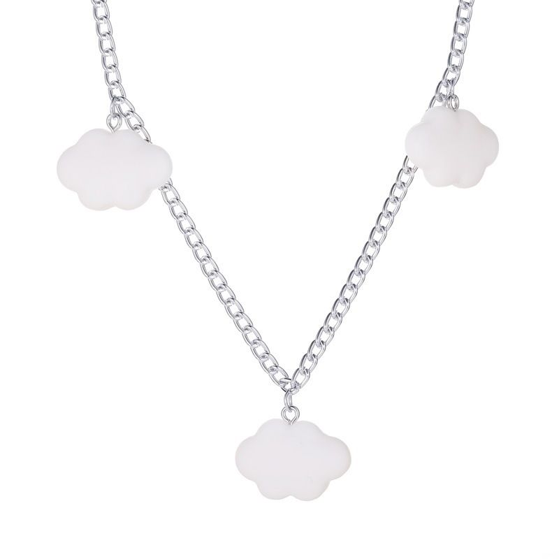 New Exaggerated Cloud Pendant  Cartoon White Cloud Simulation Alloy  Necklaces For Women