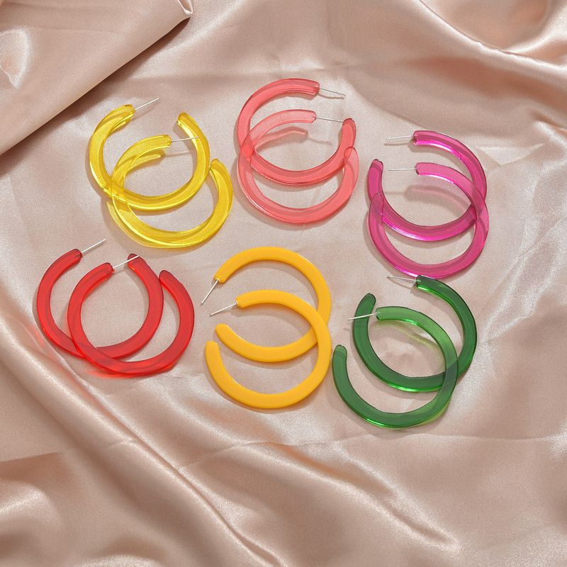 Korea Dongdaemun Großhandel Gummi Farbe Acryl C Typ Das Gleiche Weibliche Einfache Temperament All-match-farb Ohrringe Und Ohrringe