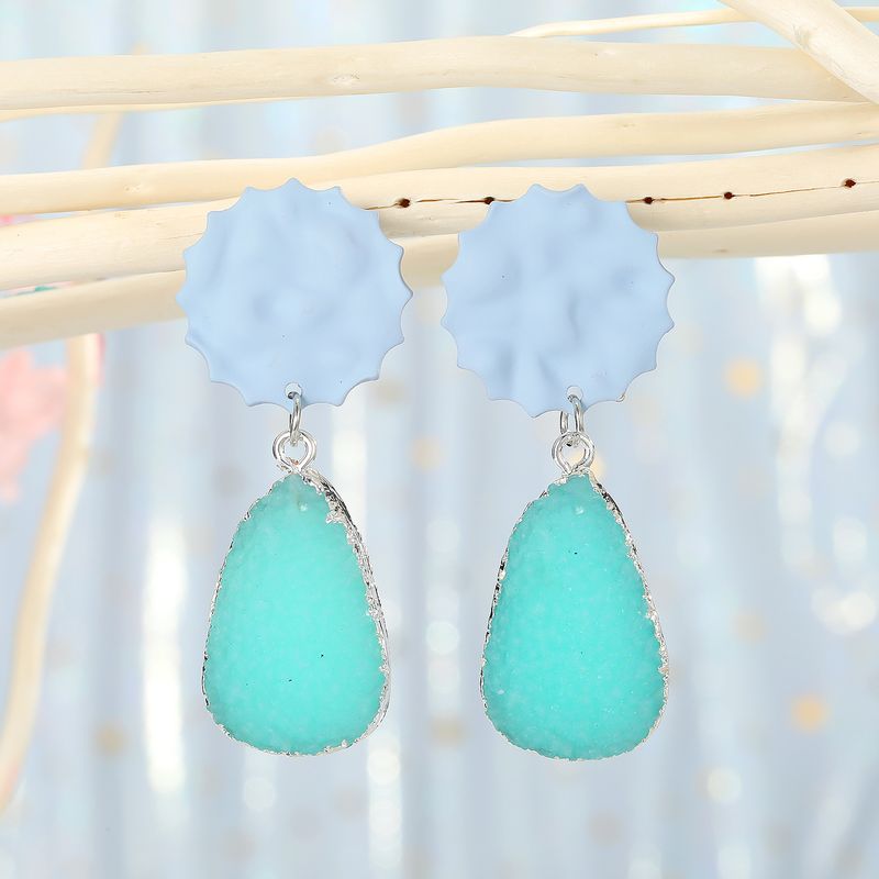Korean Exaggerated Natural Stone Round Jelly Color Earrings For Women Wholesale