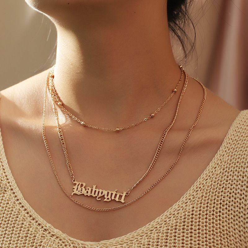 Fashion Simple Geometric Round Bead Chain Trend Alloy Necklace For Women