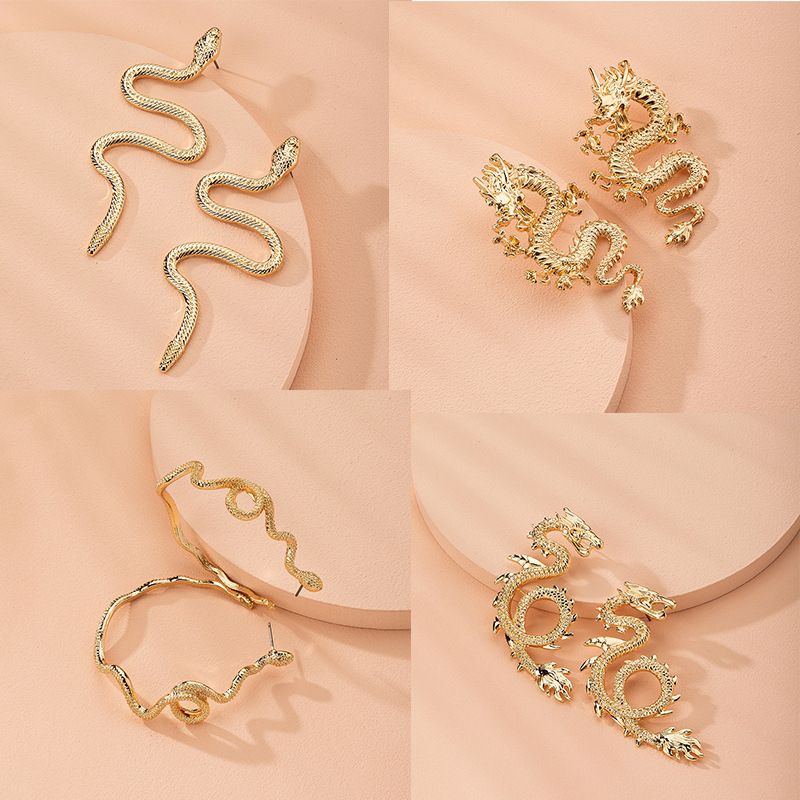 Retro Exaggerated Snake-shaped Dragon-shaped Fashion Creative Earrings Wholesale Nihaojewelry