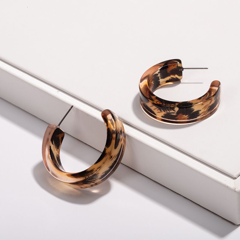 Acetate Fashion Exaggerated Semicircular Earrings Leopard Print Earrings Wholesale Nihaojewelry