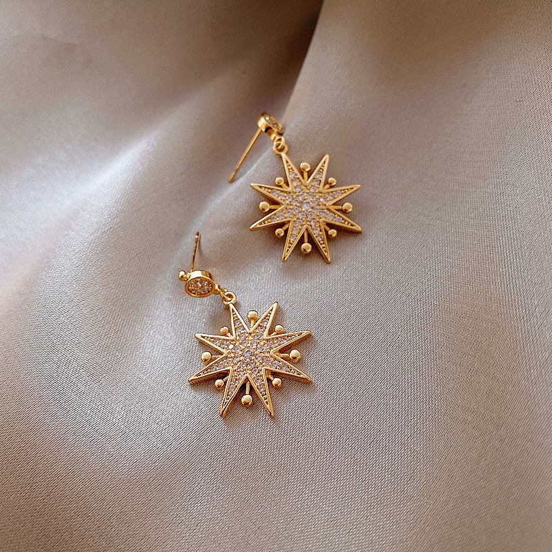 925 Silver Needle Alloy Fashion New Eight-pointed Star Earrings Ear Jewelry For Women