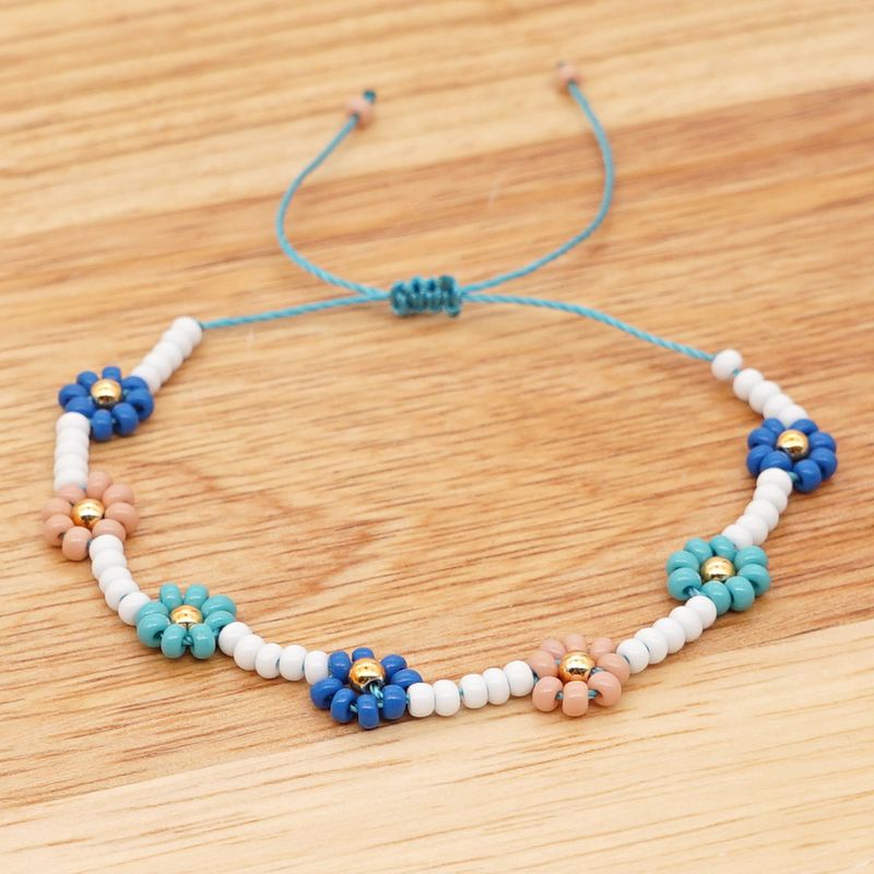 Bohemian Woven Beaded Color Rice Beads Small Daisy Bracelet