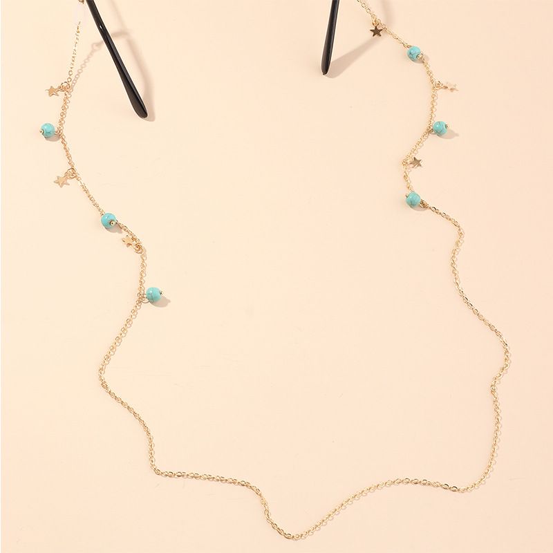 Fashion Blue Turquoise Pendant Glasses Chain Popular Five-pointed Star Hanging Neck Chain Wholesale