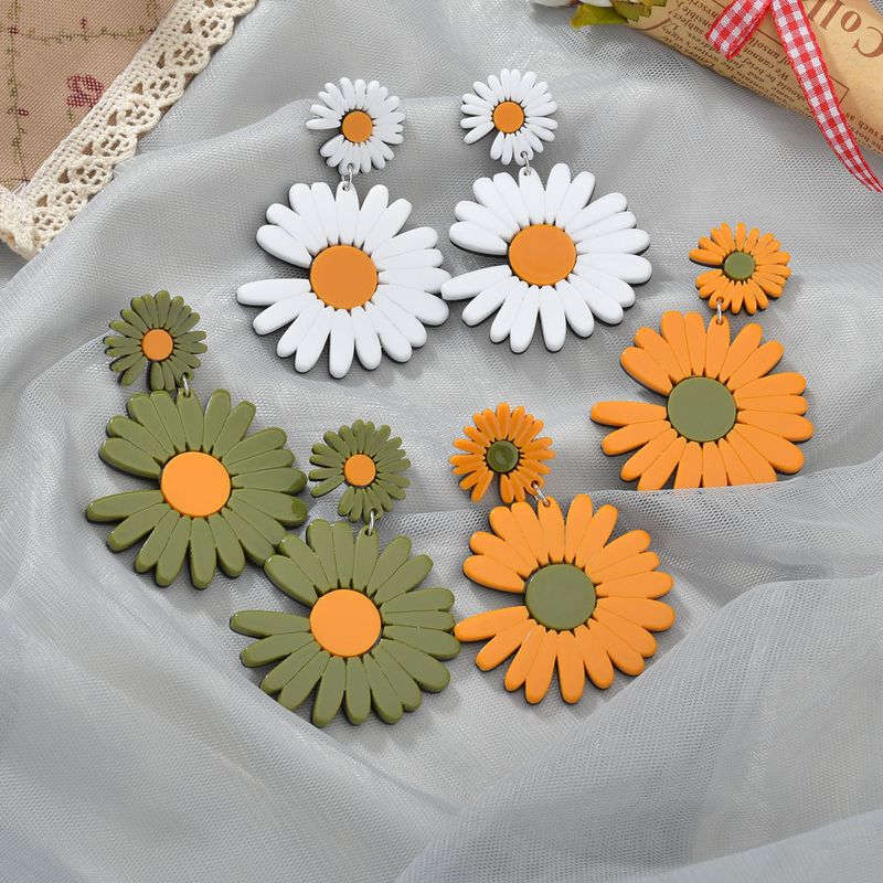 Fashion Acetate Plate Daisy Long Flower Simple Earrings For Women