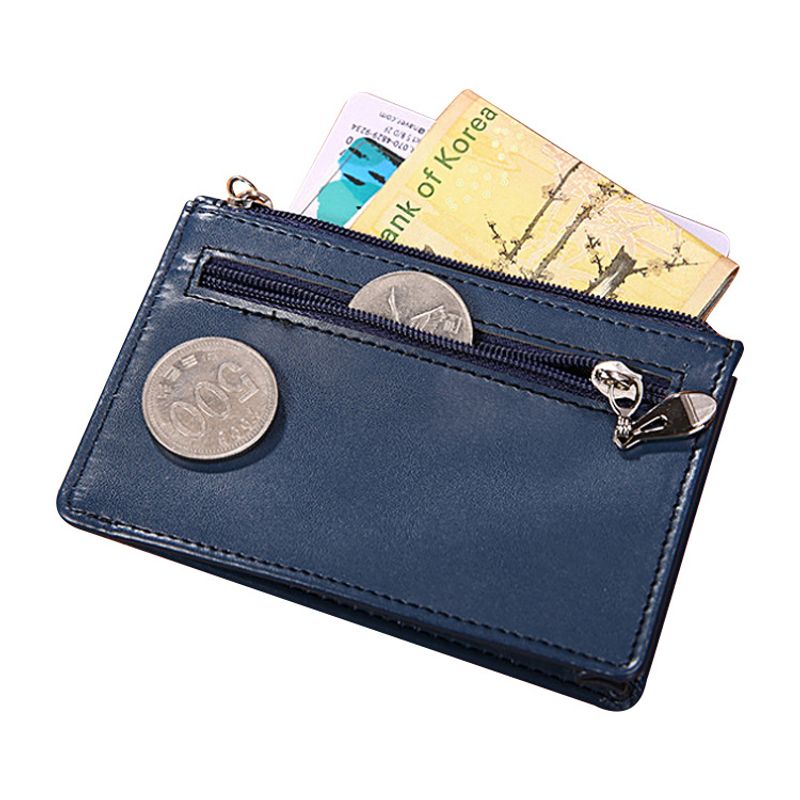 Korean Mini Ultra-thin Fashion Hand Zipper Leather Solid Color Short Men's Wallet