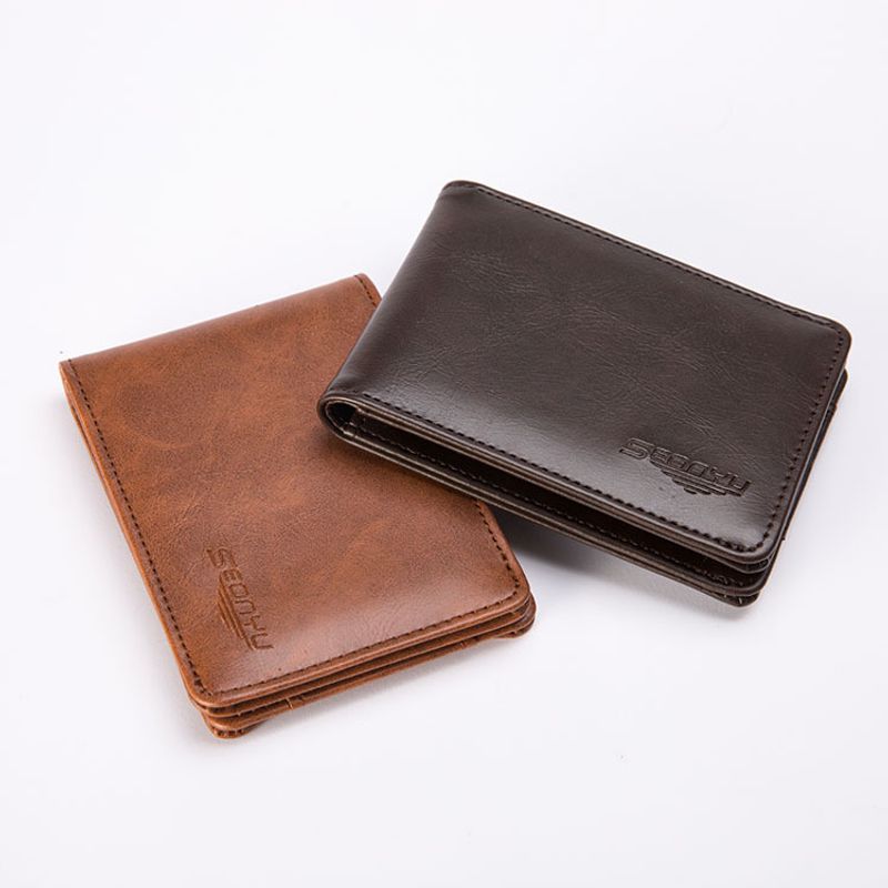 Korean Men's Leather Short Retro Cross Men's Wallet Wholesale
