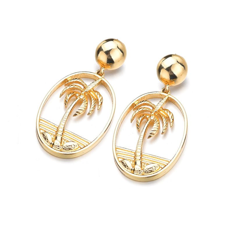 Hot-selling New Arrival All-match Metal Alloy Earrings Europe And America Creative Simple Graceful Metal Hollow Coconut Stud Earrings For Women