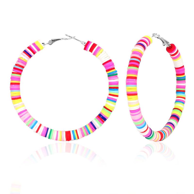 Bohemian Style Simple Colorful Mixed Color Soft Ceramic Geometric Earrings Wholesale