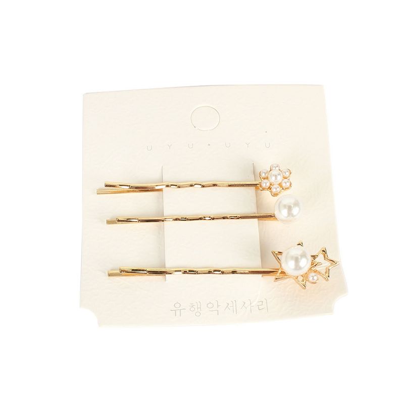 Étoiles En Alliage Simple Incrusté De Perles Mot Clip Épingle À Cheveux Coréen Doux Accessoires De Cheveux En Gros