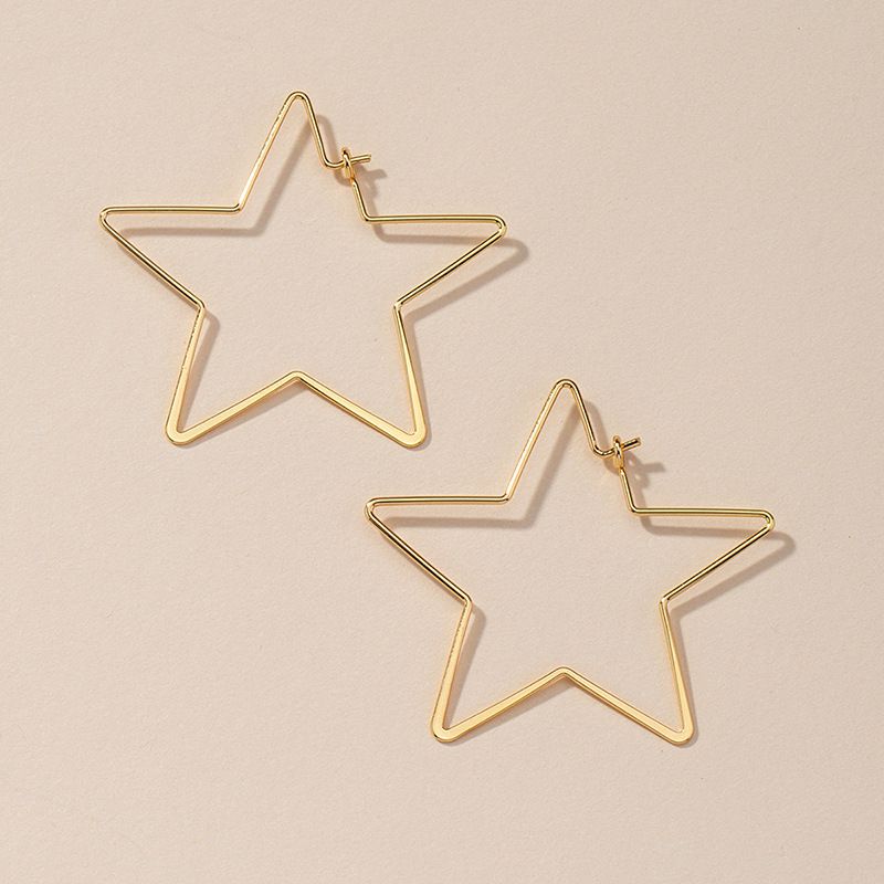 Fashion Jewelry 1 Pair Of Metal Line Five-star Earrings Wholesale