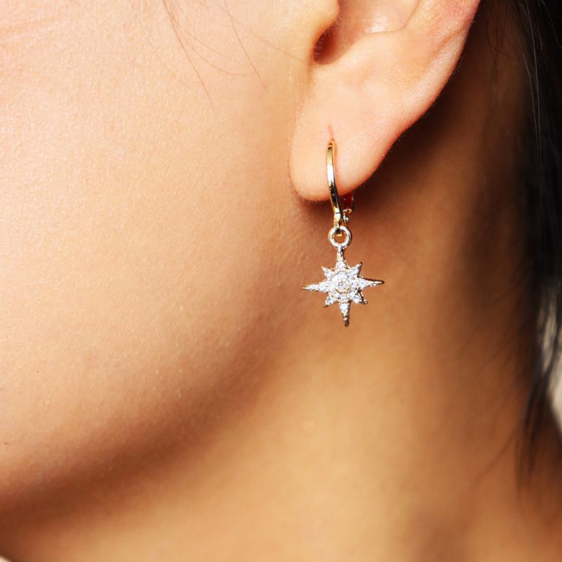 Popular New Eight-pointed Star Diamond Earrings Wholesale