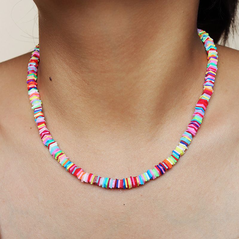 Fashion New Colorful Soft Clay Alloy Necklace For Women Hot Sale Wholesale