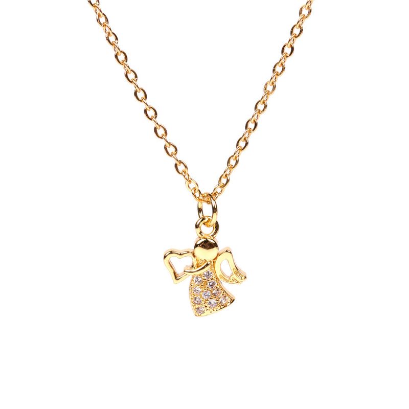 Wholesale Fashion New Smart Angel Niche  Micro Diamond Copper Pendant Necklace For Women