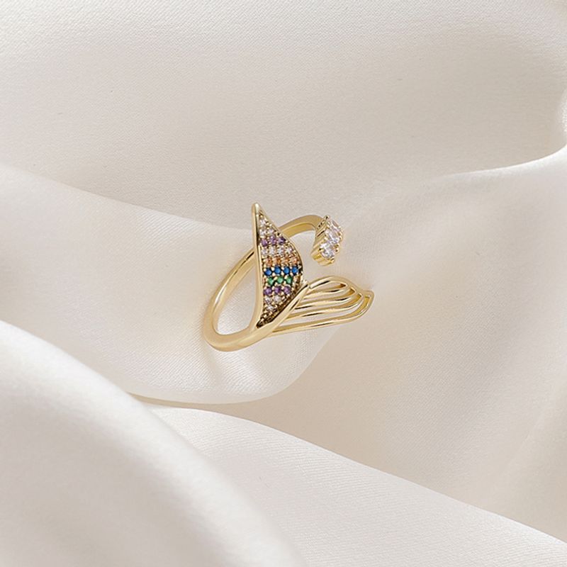 Ring Mode Meerjungfrau Schwanz Ring Mikro-eingelegte Zirkon Mode Ring Großhandel
