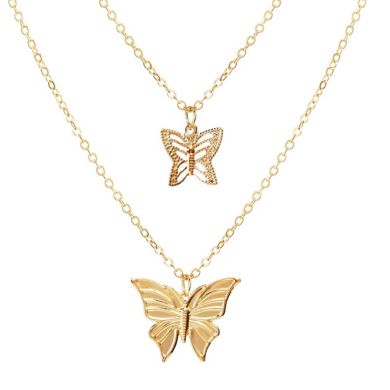 Papillon Étoile Pendentif Créatif Rétro Alliage Métal Multicouche Chaîne Clavicule Collier En Gros