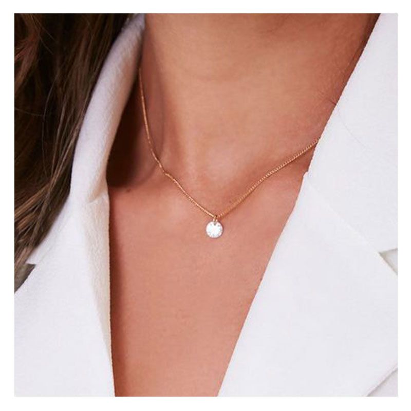 European And American Popular Creative Single-layer Clavicle Necklace White Crystal Pendant Cross-border Women's Necklace 15170