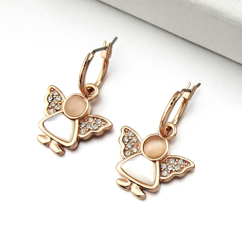 Fashion Gold-plated Angel Shell Earrings Diamond Earrings