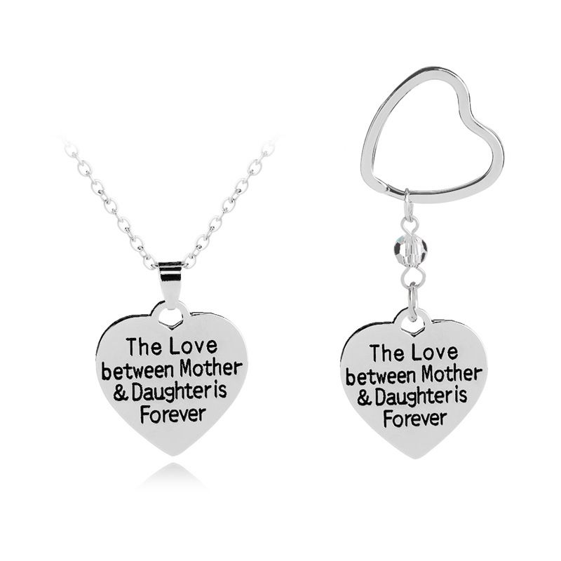 Love-shaped Clavicle Chain Dripping Oil English Letter Pendant Necklace Key Ring Wholesale