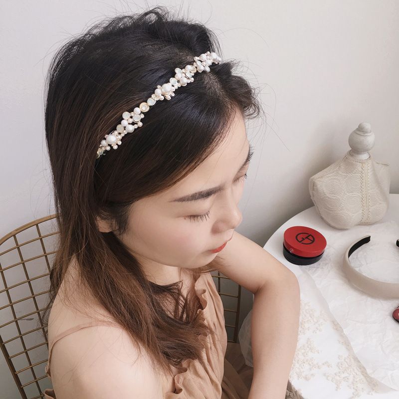 Korean Retro Simple Bead Flower  Fine Headband  Wholesale
